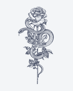 Tatouage temporaire Serpent et Rose 11x18cm - SimpleTatt