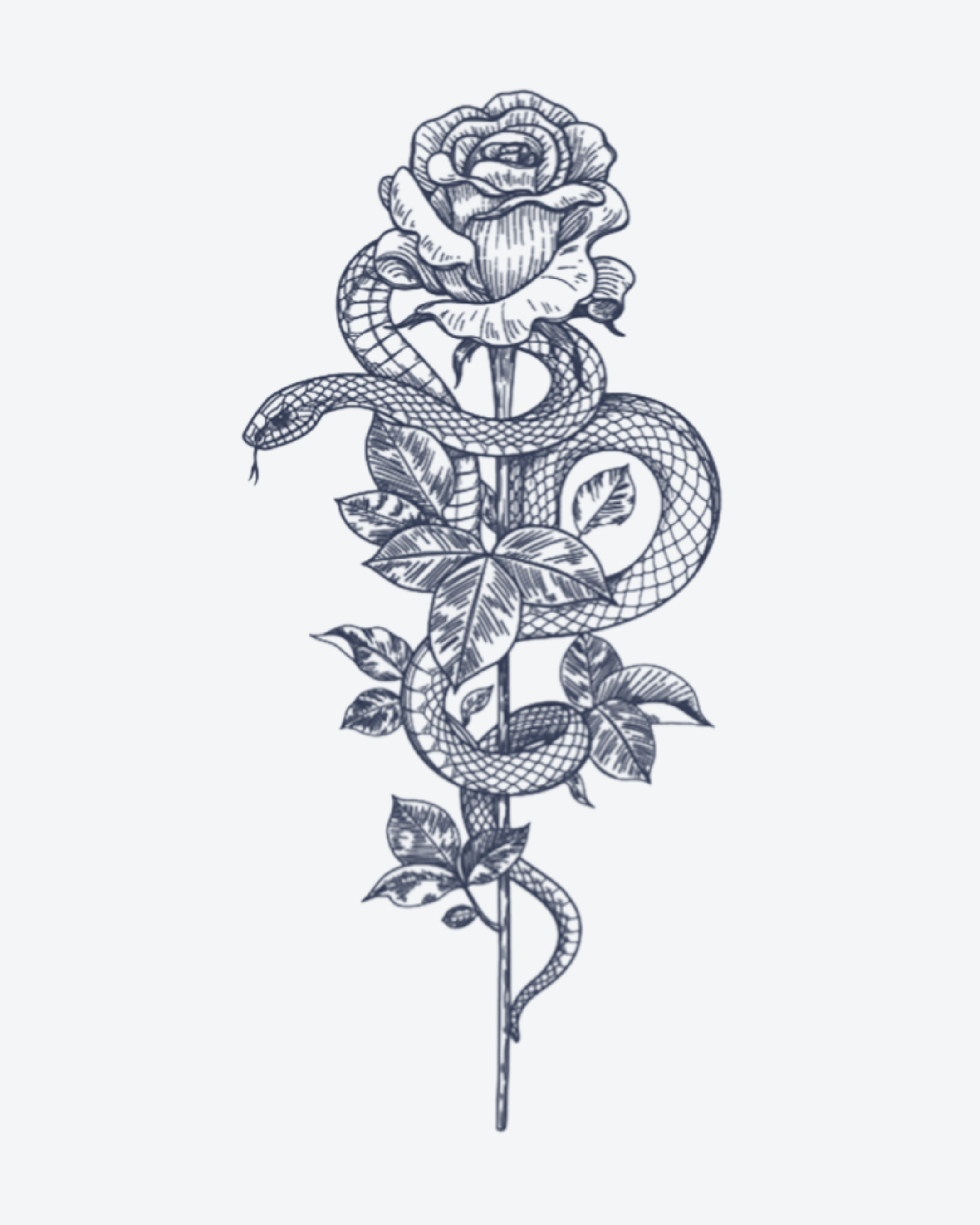Tatouage temporaire Serpent et Rose 11x18cm - SimpleTatt