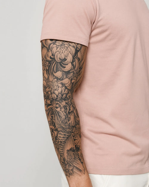 Tatouage temporaire Carpe et Fleurs 17x48cm - SimpleTatt