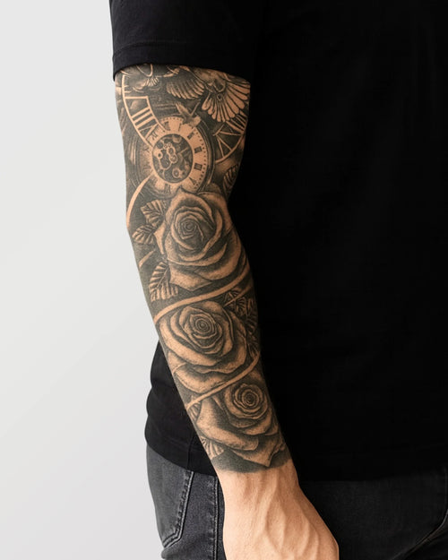 Tatouage temporaire Fleur du temps 17x48cm - SimpleTatt