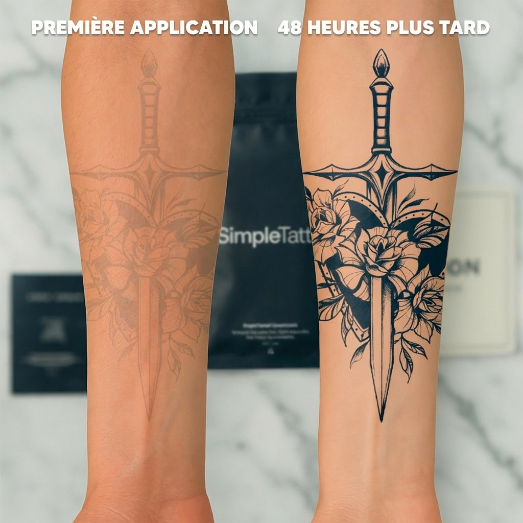 Tatouage temporaire Bracelet Plumes Guerrières 24x6cm - SimpleTatt