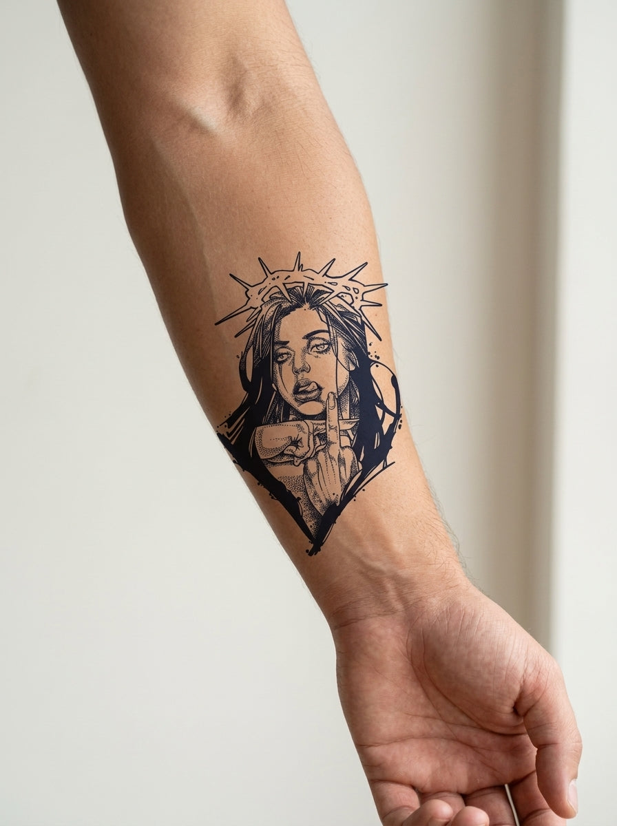 Tatouage Couronne d'épines appliqué sur avant-bras