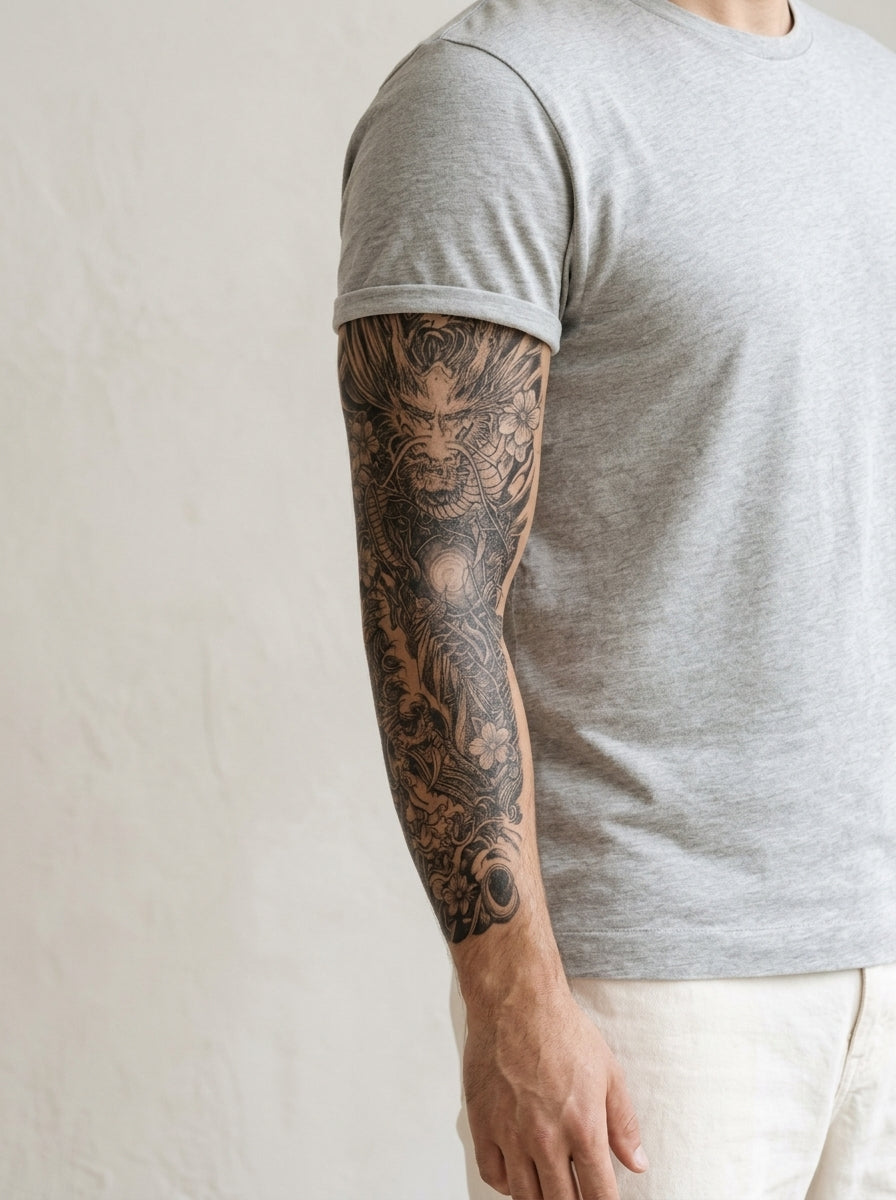 Tatouage Dragon Japonais appliqué sur bras