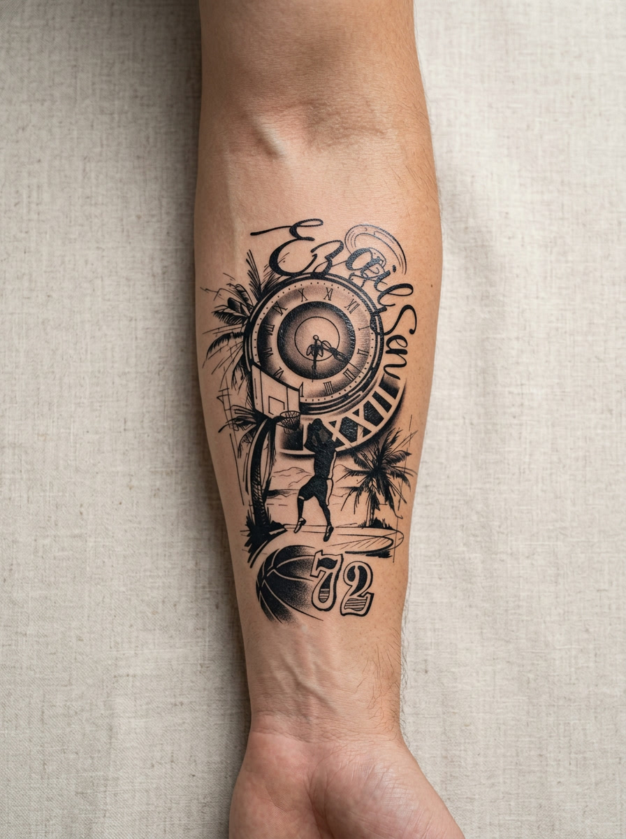 Tatouage Voyage Éternel appliqué sur avant-bras