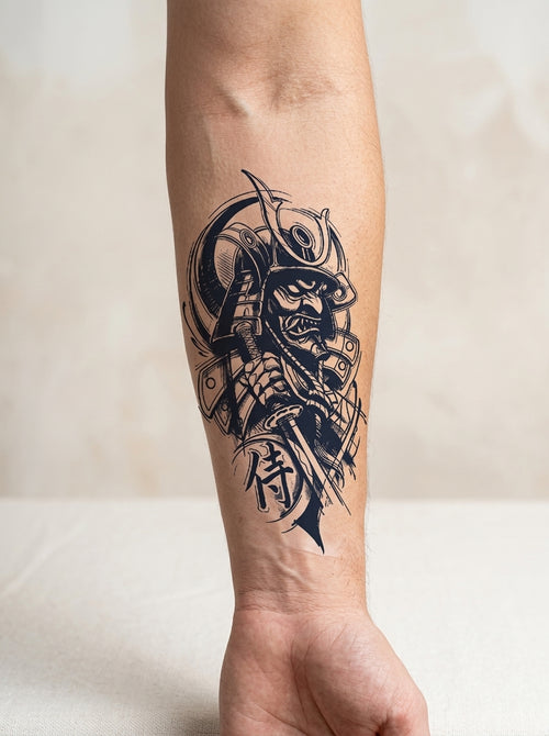 Tatouage Samouraï du Crépuscule appliqué sur avant-bras