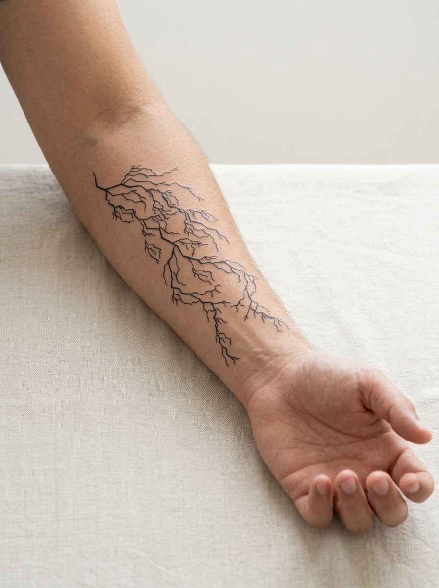 Tatouage Foudre Céleste appliqué sur avant-bras