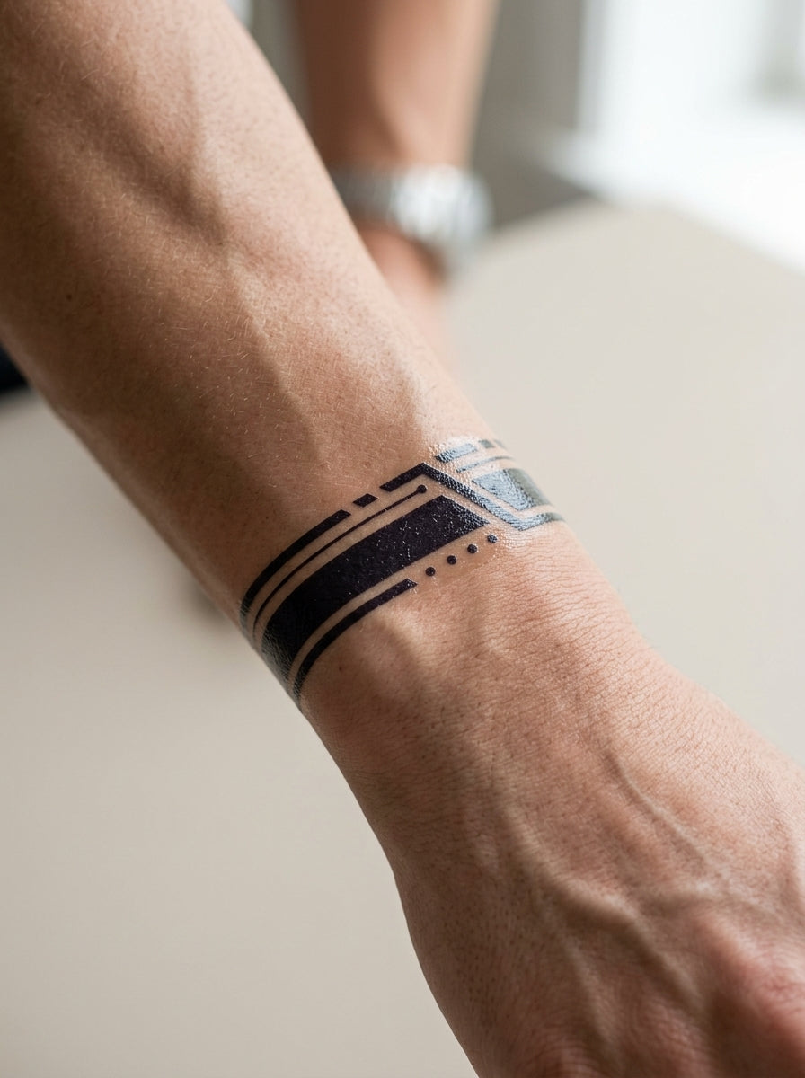 Tatouage Bracelet Minimal appliqué sur poignet