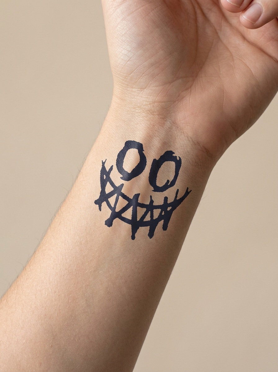 Tatouage Sourire Effrayant appliqué sur poignet