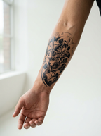 Tatouage Tigre Guerrier appliqué sur avant-bras