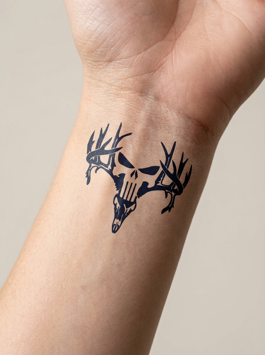 Tatouage Cerf Squelette appliqué sur poignet