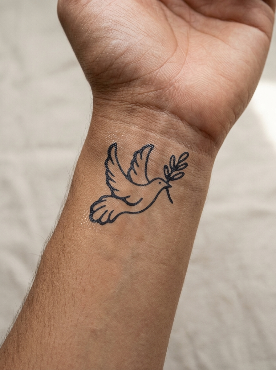 Tatouage Colombe de Paix appliqué sur poignet