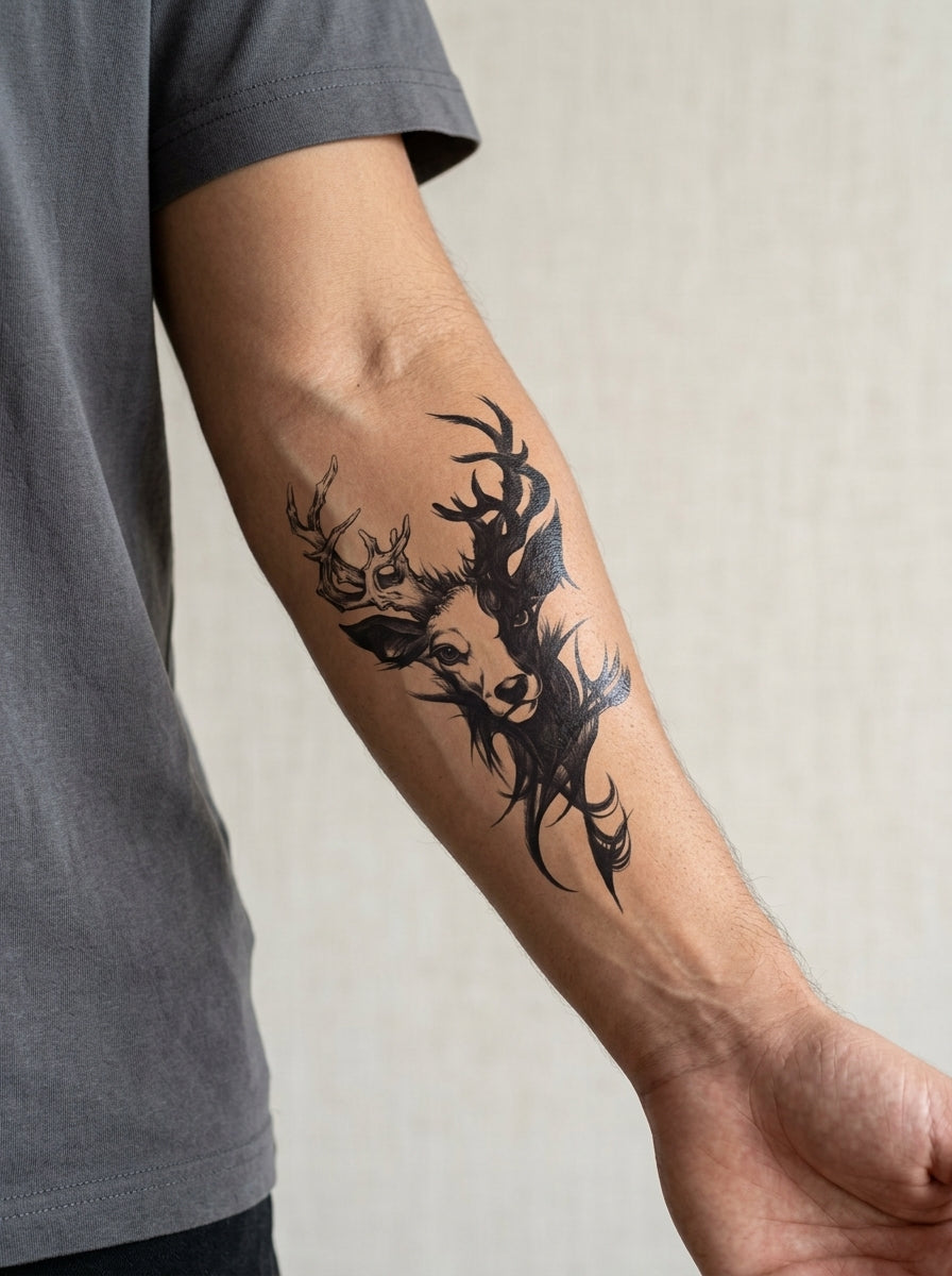 Tatouage Esprit du Cerf appliqué sur avant-bras