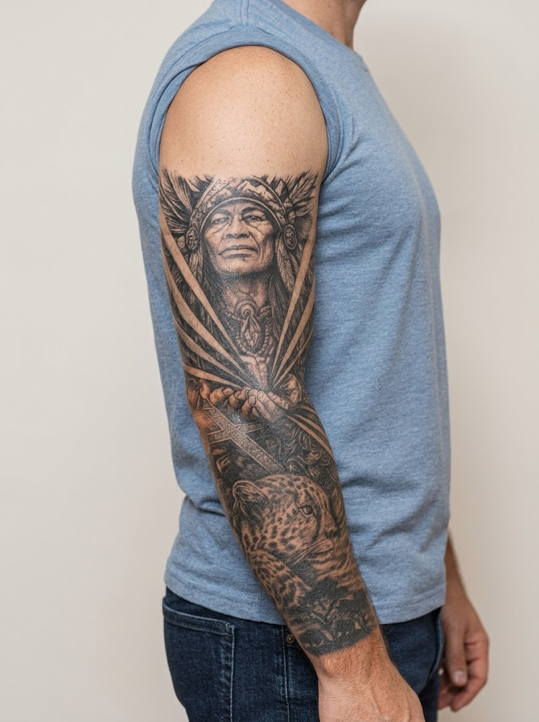 Tatouage Esprit du jaguar appliqué sur bras