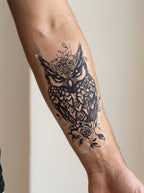 Tatouage Hibou Enchanté appliqué sur avant-bras