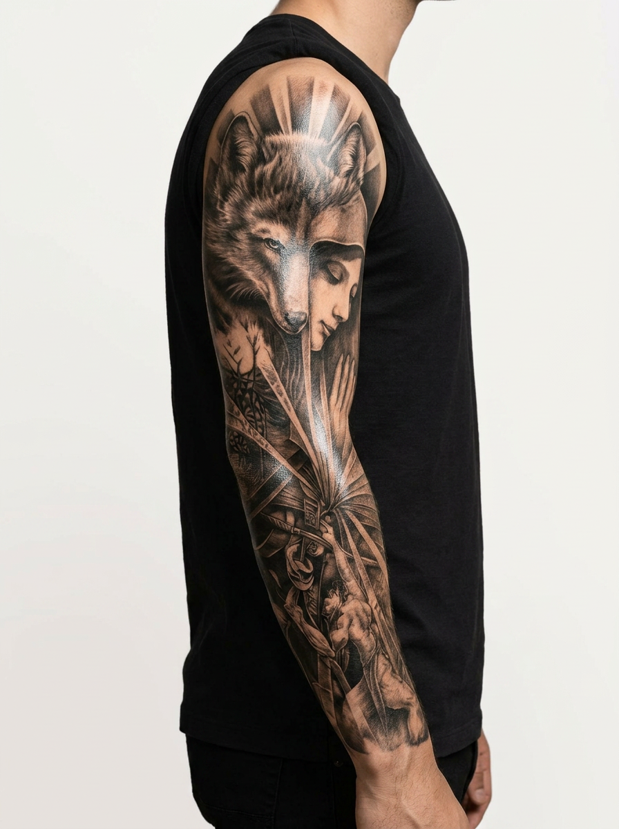 Tatouage Loup Intérieur appliqué sur bras