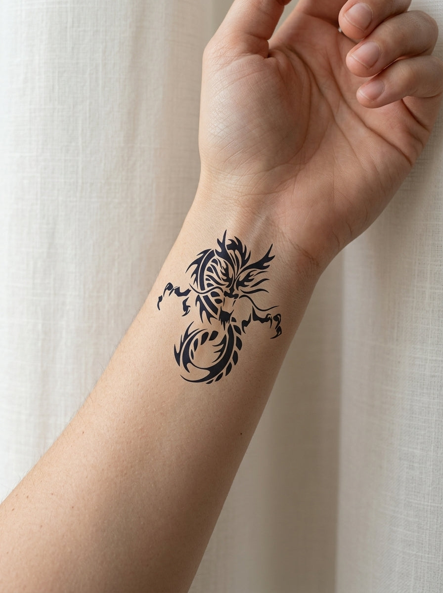 Tatouage Esprit du Dragon appliqué sur poignet