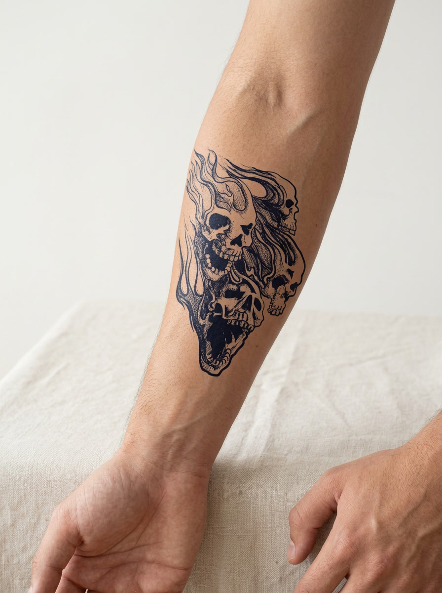Tatouage Cri de l'Enfer appliqué sur avant-bras