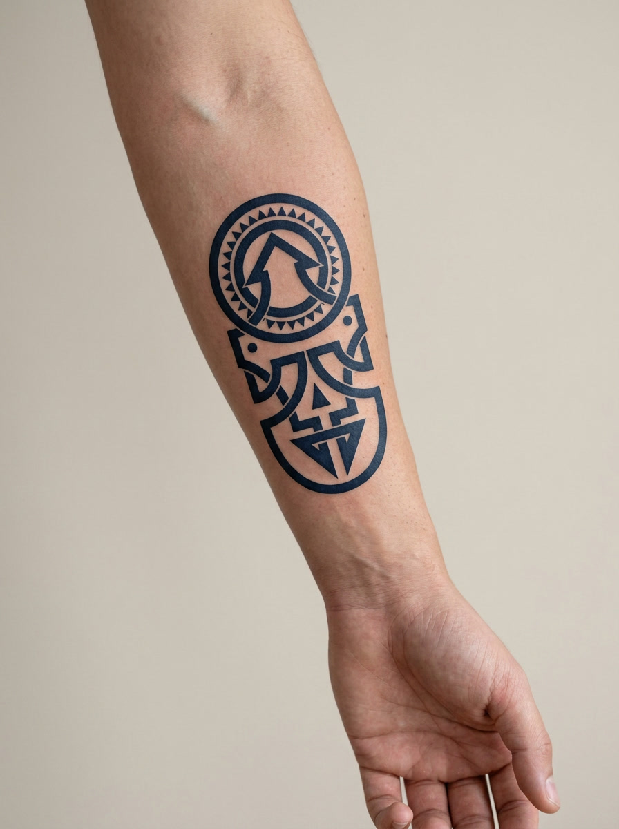 Tatouage Totem Mystique appliqué sur avant-bras