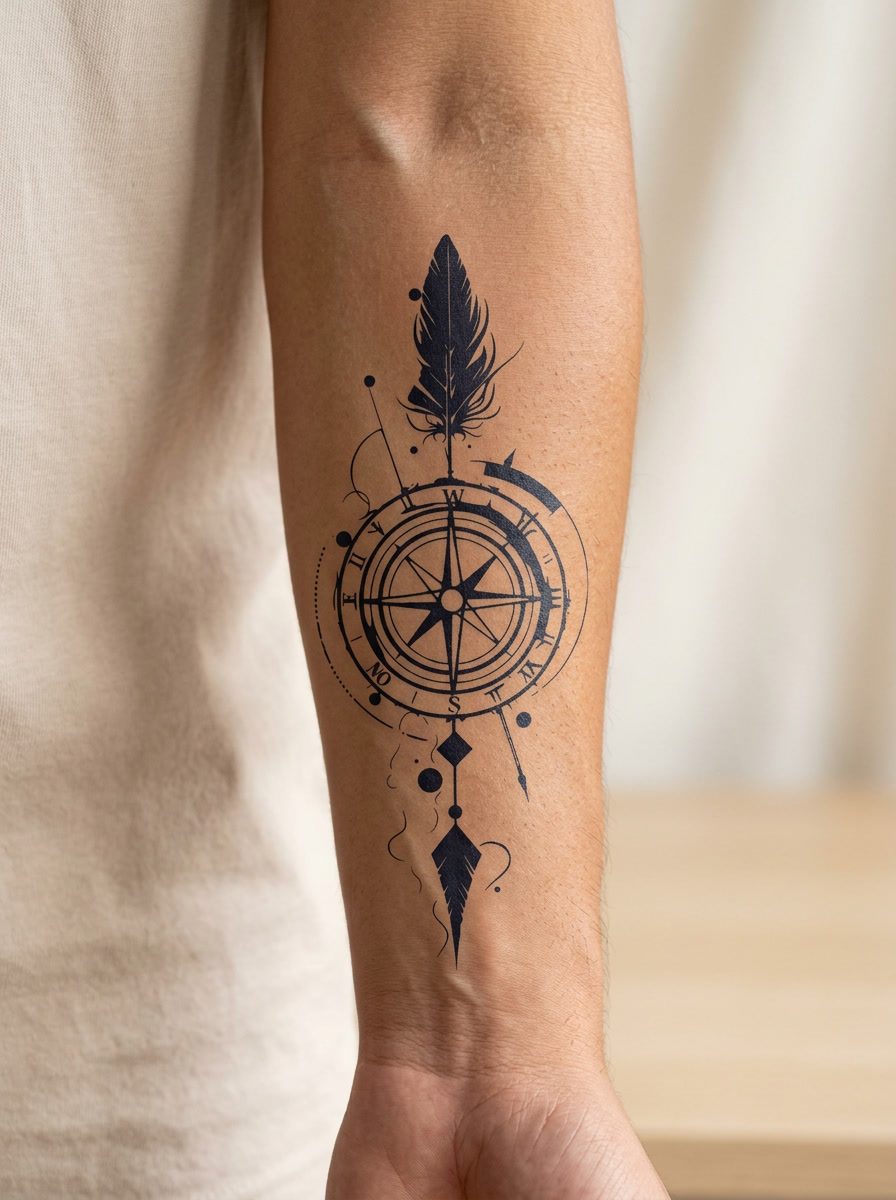 Tatouage Vents Mystique appliqué sur avant-bras