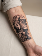 Tatouage Union Sacrée appliqué sur avant-bras