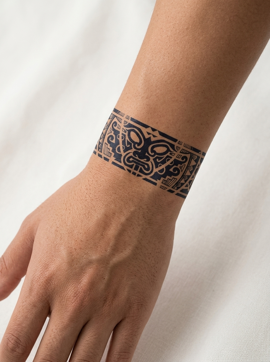 Tatouage Bracelet Guerrier appliqué sur poignet