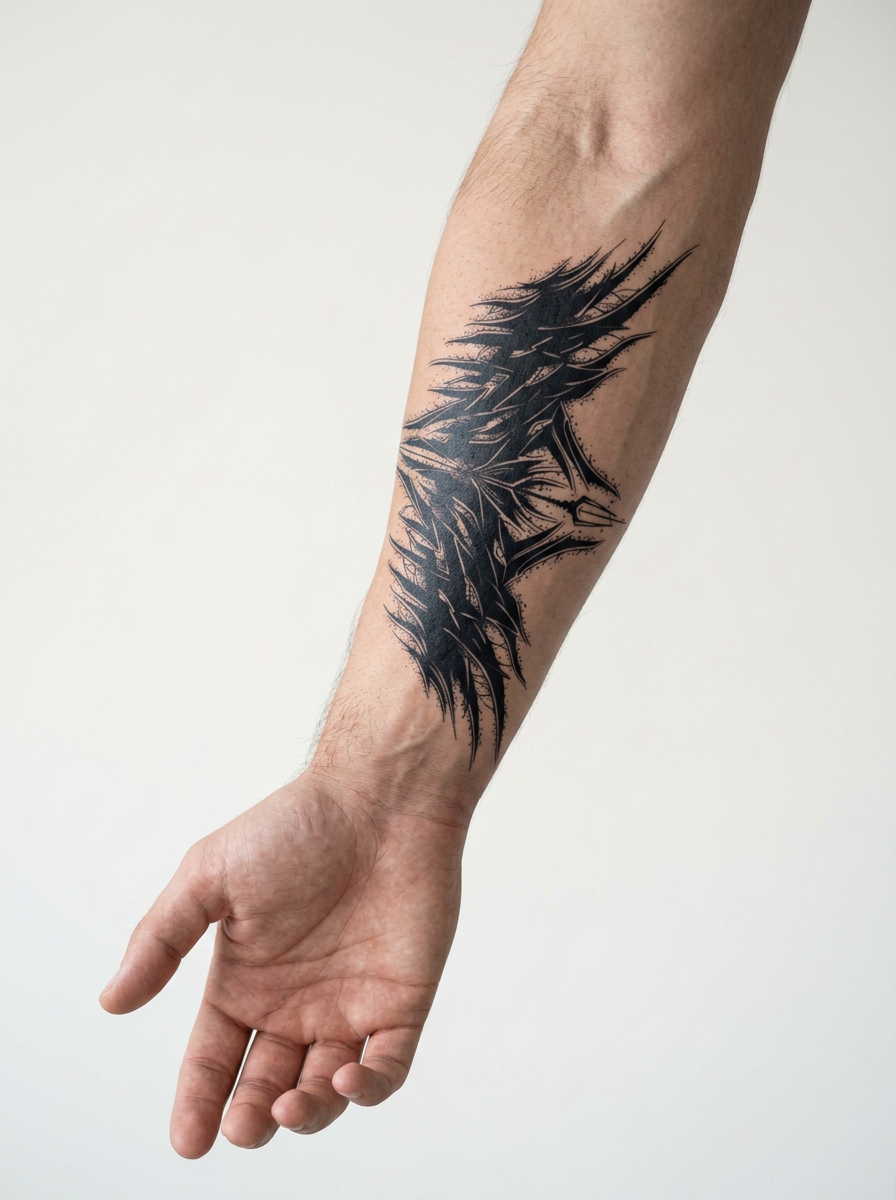 Tatouage Tribal Ailé appliqué sur avant-bras