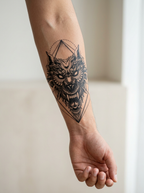Tatouage Loup Géométrique appliqué sur avant-bras