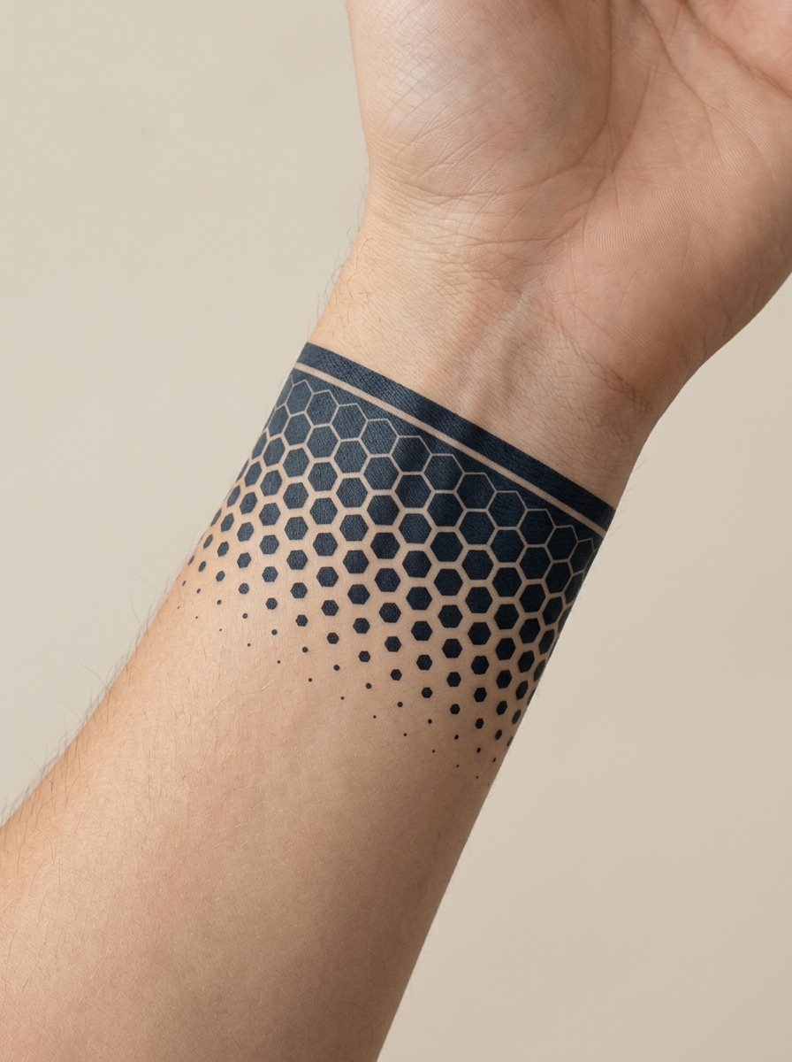 Tatouage Bracelet Alvéolé appliqué sur poignet