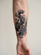 Tatouage Guerrier Féroce appliqué sur avant-bras