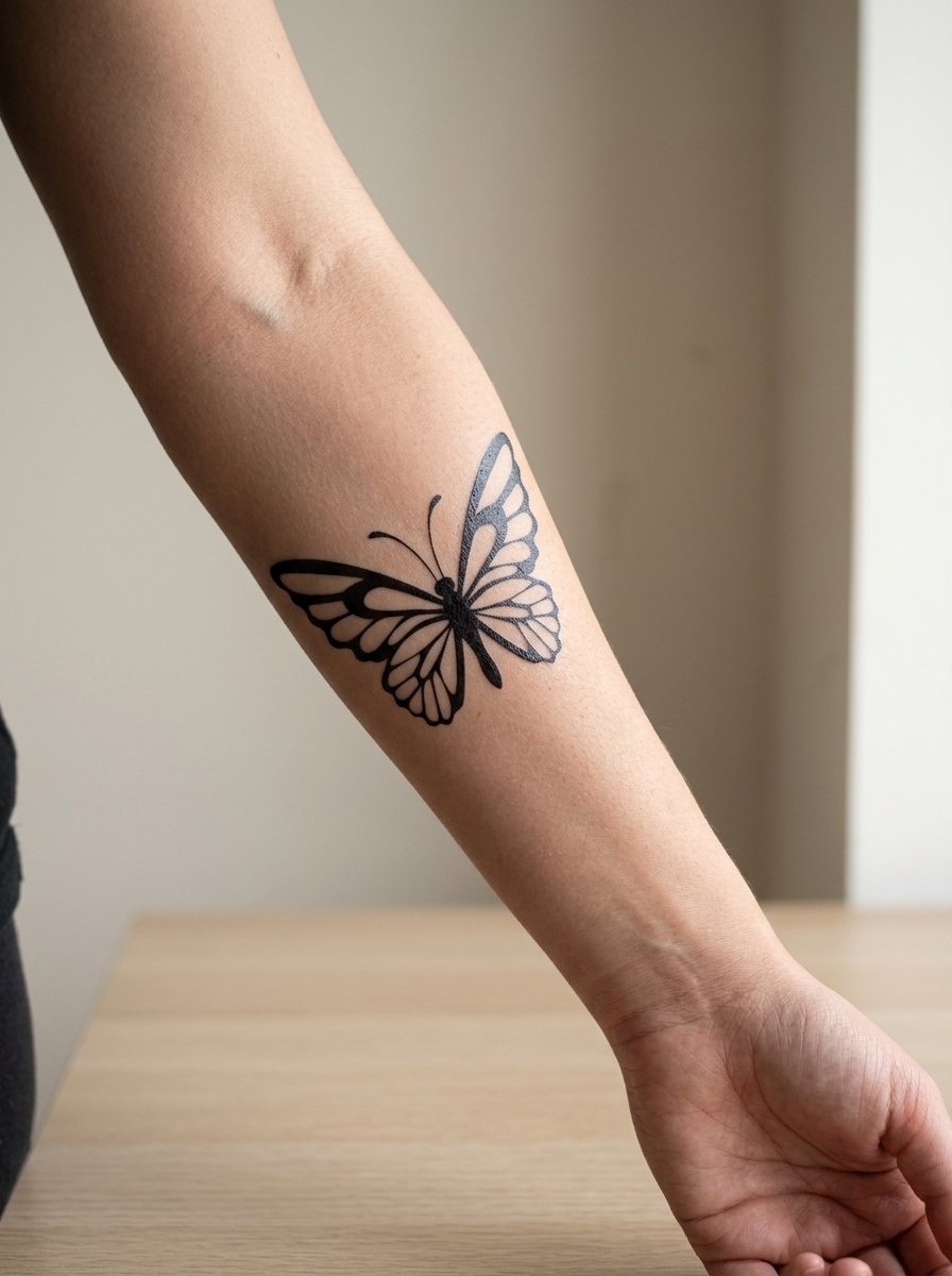 Tatouage Papillon appliqué sur avant-bras