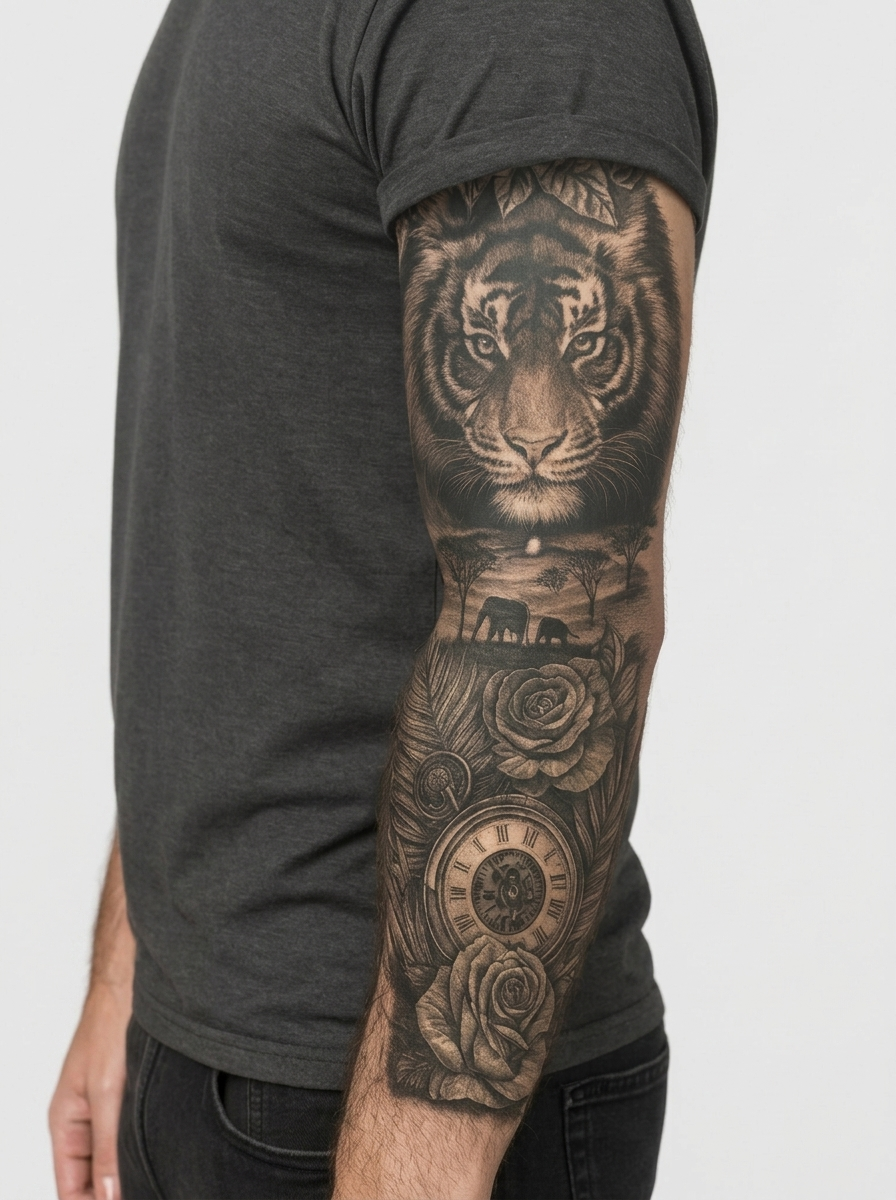 Tatouage Foudre Japonaise appliqué sur bras