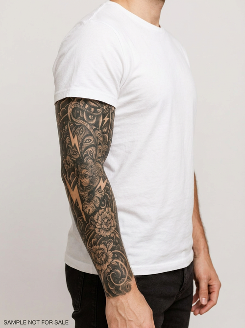 Tatouage Roi de la savane appliqué sur bras