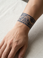 Tatouage Bracelet Guerrier Tribal appliqué sur poignet
