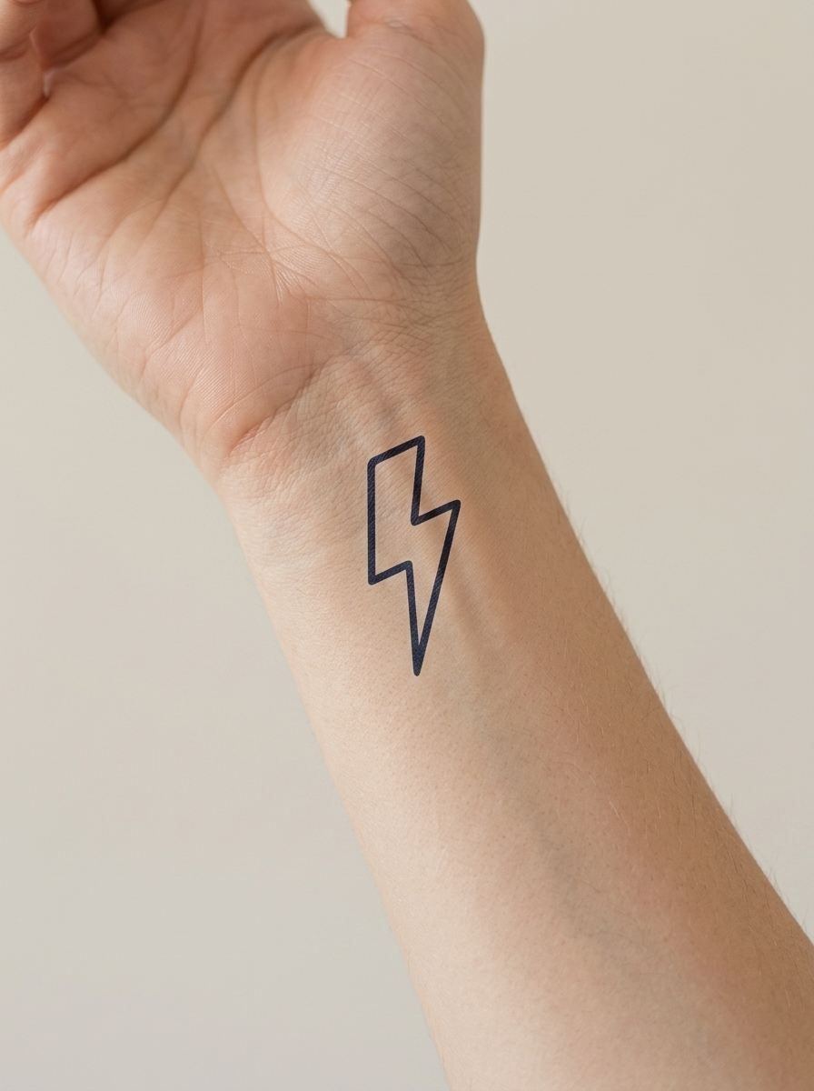 Tatouage Éclair Minimaliste appliqué sur poignet