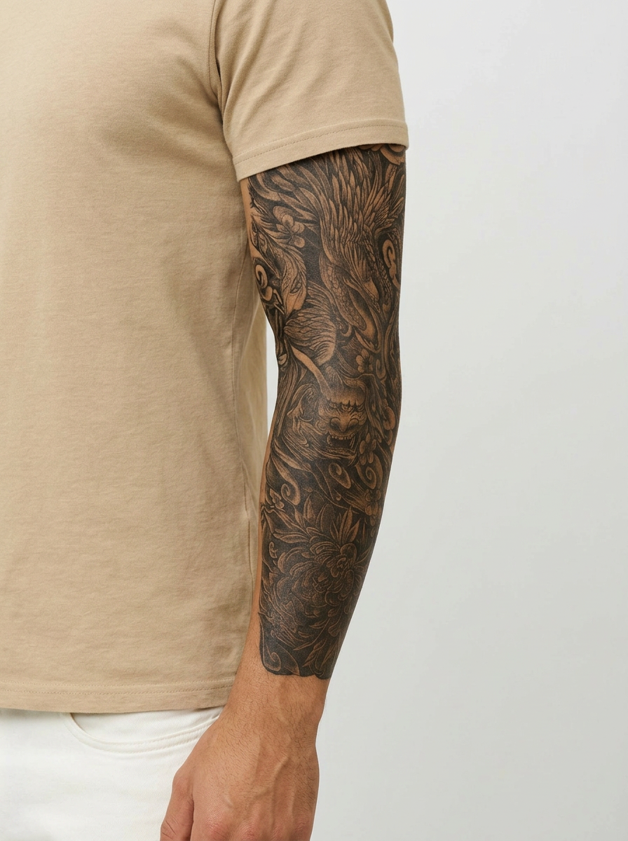 Tatouage Dragon Impérial appliqué sur bras