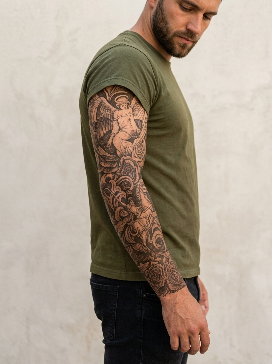 Tatouage Gardienne céleste appliqué sur bras
