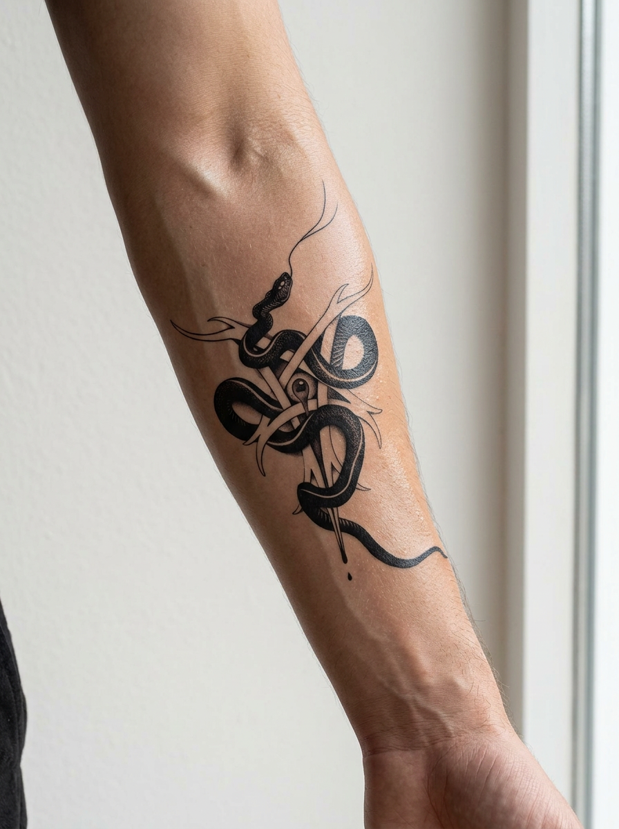 Tatouage Venin Hypnotique appliqué sur avant-bras