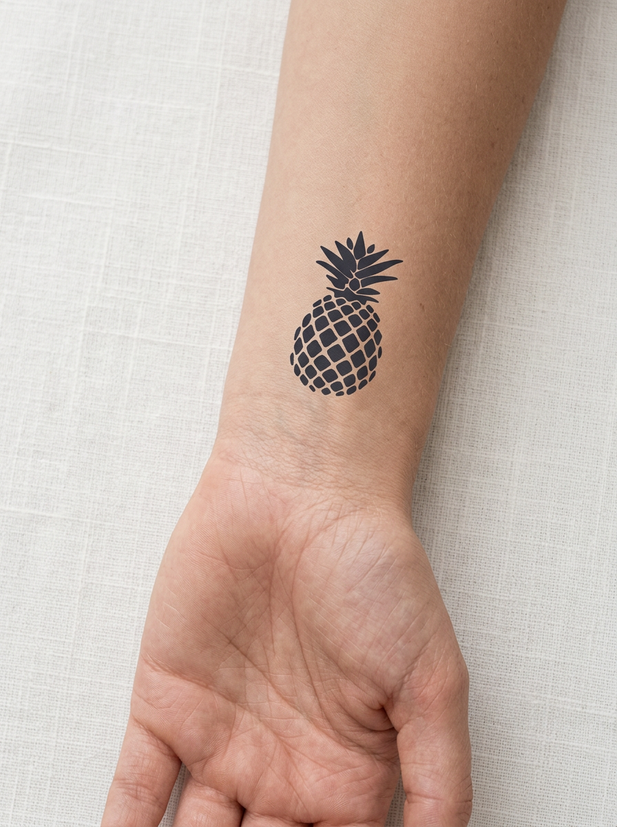 Tatouage Ananas Tropical appliqué sur poignet