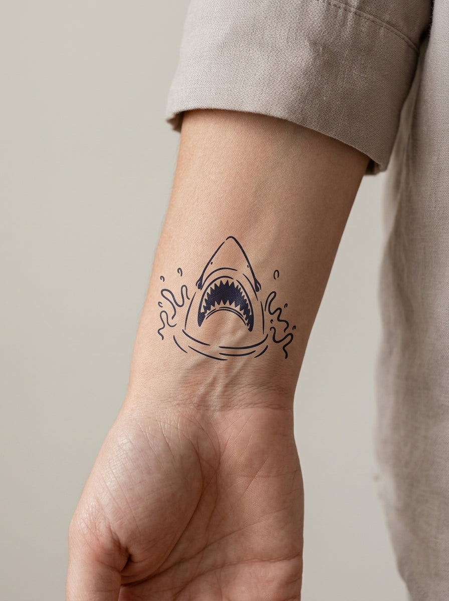 Tatouage Requin Sauvage appliqué sur poignet