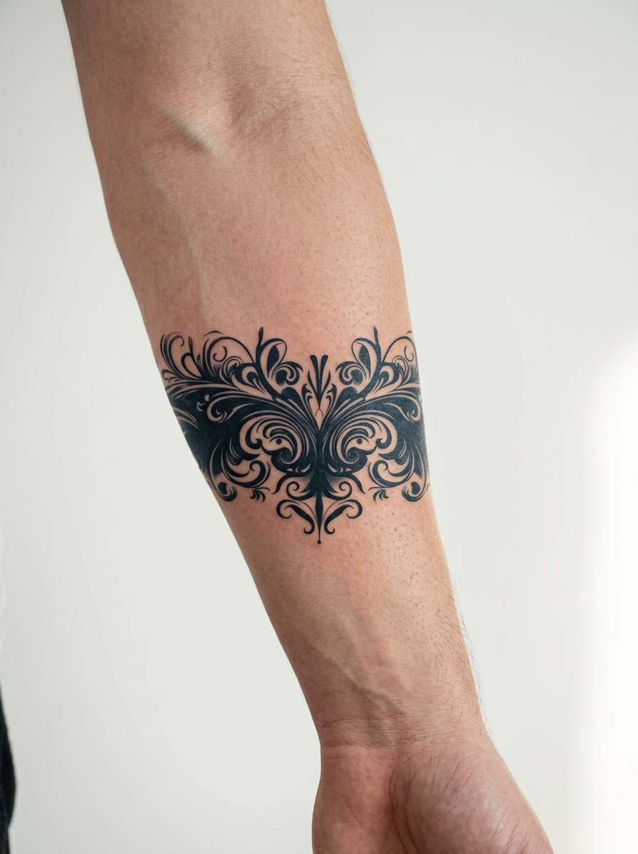 Tatouage Ornement Royal appliqué sur avant-bras