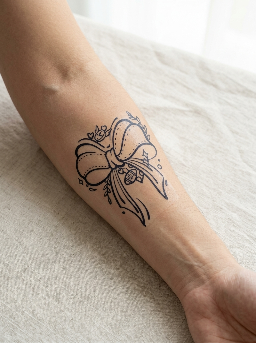 Tatouage Nœud Élégant appliqué sur avant-bras