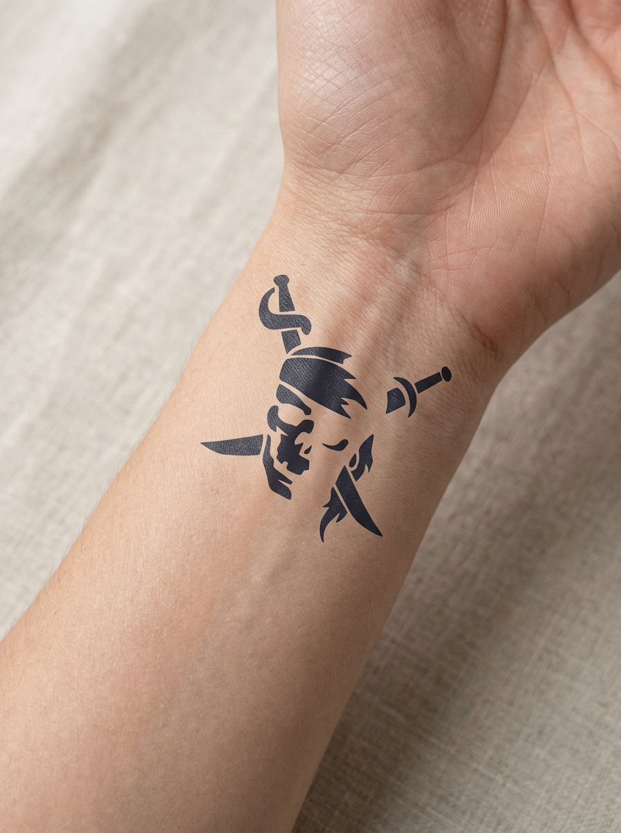 Tatouage Pirate Sombre appliqué sur poignet