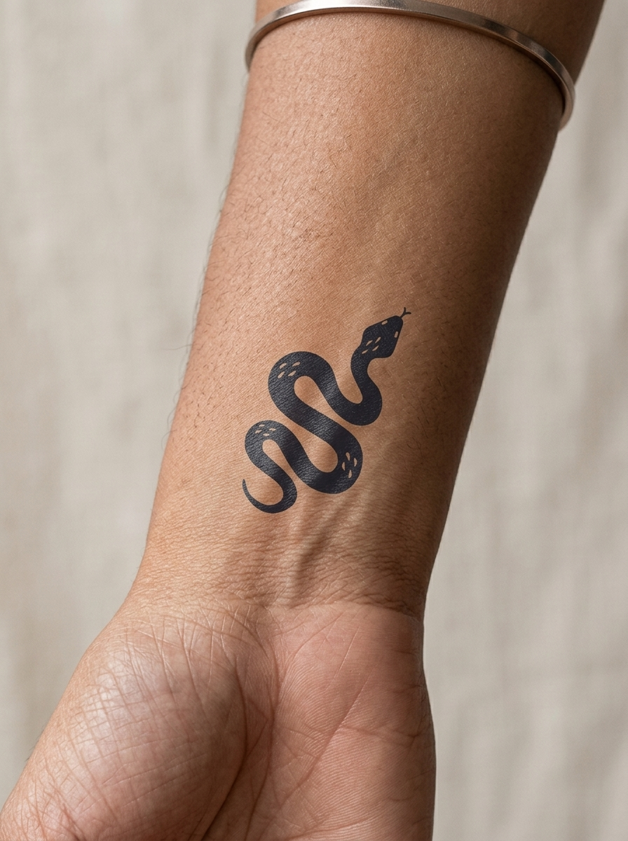 Tatouage Serpent Ondulé appliqué sur poignet