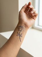 Tatouage Rose Poétique appliqué sur poignet