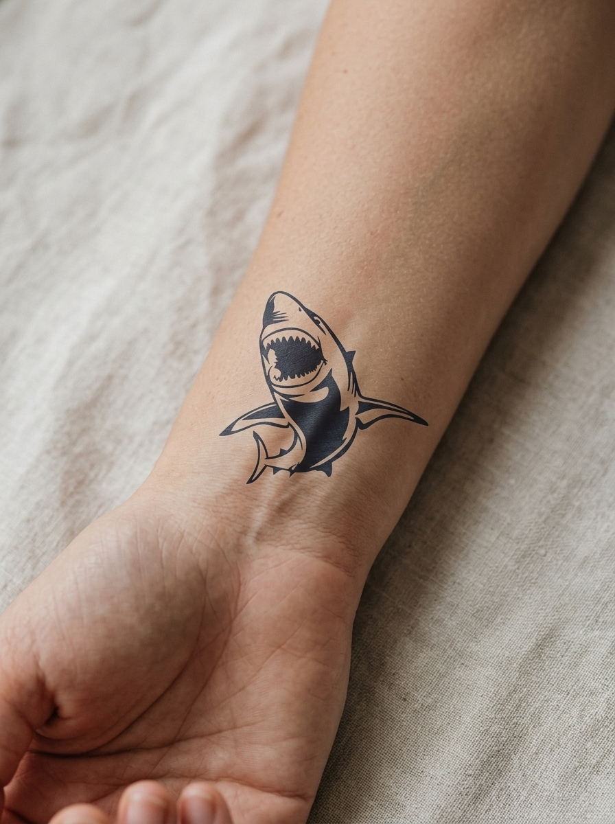 Tatouage Requin Bondissant appliqué sur poignet