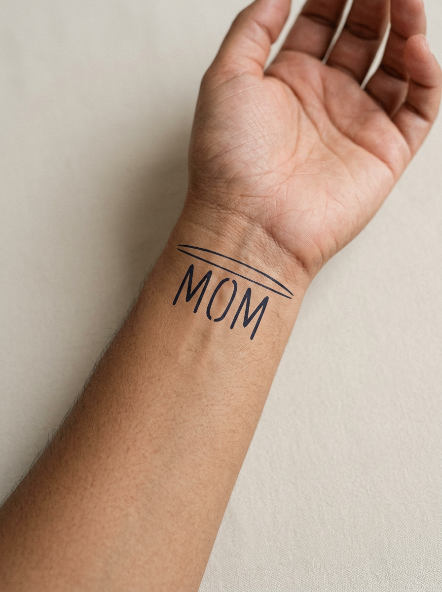 Tatouage Maman Forever appliqué sur poignet