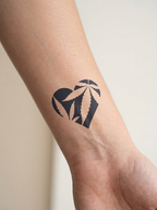 Tatouage Cœur Green appliqué sur poignet