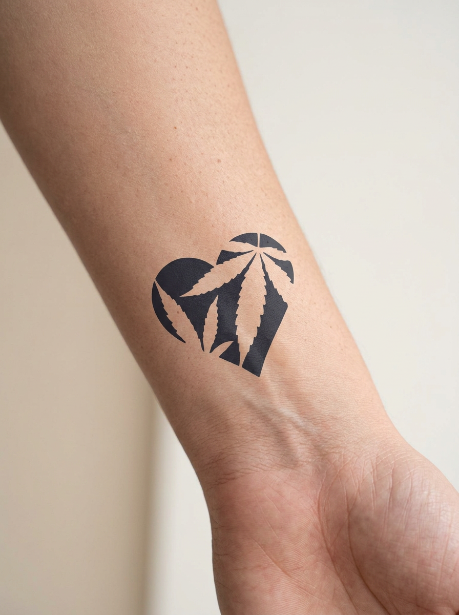 Tatouage Cœur Green appliqué sur poignet