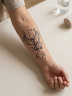 Tatouage Flamme Magique appliqué sur avant-bras