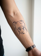 Tatouage Guerrière Manga appliqué sur avant-bras